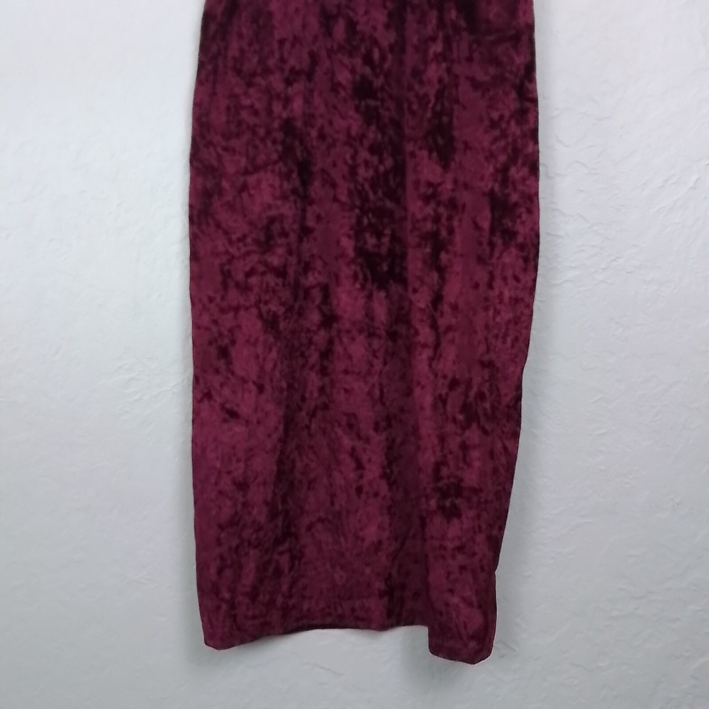 Crushed Velvet‎ Womens Red Sleeveless Adjustable Spaghetti Strap Bodycon Dress L - Picture 5 of 13